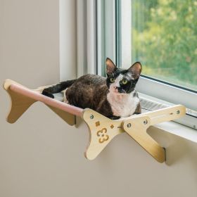 Cat Window Perch & Hammock - Adjustable 2-in-1 Sunbathing Seat For Indoor Cats, Sturdy Design Holds 40 Lbs With Washable Cover Pink, Space-Saving