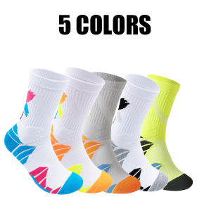 5 Pairs For Men Compression Running Socks Athletic Socks  With Cushion Basketball Sport Socks Anti-odor And Anti-slip For Running Fitness Hiking And C