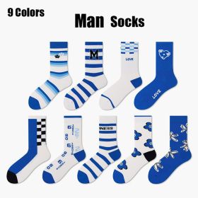 9 Pairs Colorful Compression Running Socks For Men Crew Athletic Hiking Wicking Anti Blister Cushioned Anti-odor And Breathable For Running Hiking Cyc