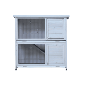 Rabbit Hutch Outdoor, 2-Story Rabbit Cage Indoor With Run, Bunny Cage With 2 Removable No-Leak Trays, Pet Cages With Non-Slip Ramp, Waterproof Roof, F