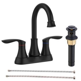 2 Handles 4-inch Pop-up Bronze Bathroom Faucet