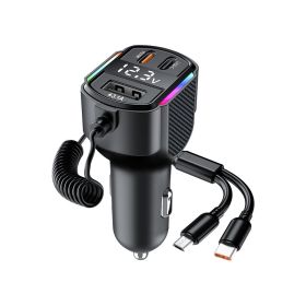 K4PLUS 4 In 1 Car Charger Car Phone Holder Convenient Combination Kit 65W 3 USB PD Fast Car Charger QC3.1 Type C Car Charger 1 USB Charging 2 Type C F