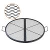 X-Marks Fire Pit Grill Grate, Foldable Round Cooking Grate, Heavy Duty Steel Campfire BBQ Grill Grid with Handle and Support X Wire
