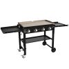 Commercial Griddle on Cart, 36" Heavy Duty Manual Flat Top Griddle, Outdoor Cooking Station with Side Shelves, Steel Propane Gas Griddle