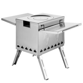 Tent Wood Stove 18.1x15x27.2 inch, Camping Wood Stove 304 Stainless Steel With Folding Pipe, Portable Wood Stove 113 inch Total Height For Camping