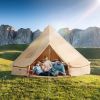 Canvas Bell Tent, 4 Seasons 4 m/13.12 ft Yurt Tent, Canvas Tent for Camping with Stove Jack, Breathable Tent Holds up to 6 People