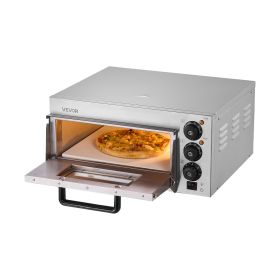 Commercial Pizza Oven Countertop, 14-Inch Single Deck Layer, Stainless Steel Electric Pizza Oven with Stone and Handle