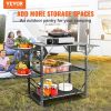 Camping Kitchen Table, One-piece Folding Portable Cook Station with A Carrying Bag, Aluminum Camping Table 4 Iron Side Tables & 2 Shelves