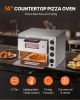 Commercial Pizza Oven Countertop, 14-Inch Double Deck Layer, Stainless Steel Electric Pizza Oven with Stone and Handle