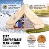 Canvas Bell Tent, 4 Seasons 3 m/9.8ft Yurt Tent, Canvas Tent for Camping with Stove Jack, Breathable Tent Holds up to 4 People