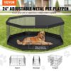 Dog Playpen, 8 Panels Foldable Metal Dog Exercise Pen with Top Cover and Bottom Pad, 24" H Pet Fence Puppy Crate Kennel
