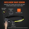 2PCS Rechargeable Headlamp, 350 lumens 230° Wide Beam, 6 Lighting Modes IPX4 Waterproof LED Head Lamp, with Motion Sensor for Camping, Hiking, Running