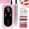 Portable Nail Drill Machine Professional 45000RPM, Rechargeable Electric Nail Drill Machine for Acrylic Nail Gel Polish Removal