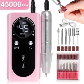 Portable Nail Drill Machine Professional 45000RPM, Rechargeable Electric Nail Drill Machine for Acrylic Nail Gel Polish Removal