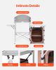 Outdoor 2-Tier Kitchen with Zippered Bag, Portable Folding Cook Table for BBQ, Party and Camping, Brown
