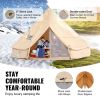 Canvas Bell Tent, 4 Seasons 7 m/22.97 ft Yurt Tent, Canvas Tent for Camping with Stove Jack, Breathable Tent Holds up to 12 People