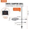 Swivel Campfire Grill, Fire Pit Grill Grate over Fire Pits, Heavy Duty Steel Grill Grates, 360�� Adjustable Open Fire Outdoor Cooking Equipment