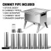 Tent Wood Stove,Outdoor Camping Wood Burning Stove Stainless Steel With Folding Pipe,Portable Wood Stove 90.6'' Height Wood Tent Stove For Camping