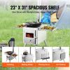 Wood Stove, 86 inch, Stainless Steel Camping Tent Stove, Portable Wood Burning Stove with Chimney Pipes & Gloves