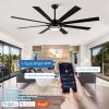 YUHAO 72 in. Indoor Black PlyWood Smart Ceiling Fan with Integrated LED, Works with Alexa/Google