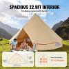 Canvas Bell Tent, 4 Seasons 7 m/22.97 ft Yurt Tent, Canvas Tent for Camping with Stove Jack, Breathable Tent Holds up to 12 People