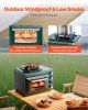 Outdoor Oven, 2-in-1 Portable Gas Camping Stove Oven Combo, Adjustable Fire, 60-Minute Timer, Windproof, with Grill Shelf and Roasting Tray