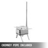 Tent Wood Stove 18.1x15x27.2 inch, Camping Wood Stove 304 Stainless Steel With Folding Pipe, Portable Wood Stove 113 inch Total Height For Camping