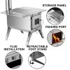 Tent Wood Stove,Outdoor Camping Wood Burning Stove Stainless Steel With Folding Pipe,Portable Wood Stove 90.6'' Height Wood Tent Stove For Camping