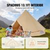 Canvas Bell Tent, 4 Seasons 4 m/13.12 ft Yurt Tent, Canvas Tent for Camping with Stove Jack, Breathable Tent Holds up to 6 People