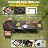 Outdoor Mobile Kitchen, Portable Multifunctional Camp Box with Wheels All in One Integrated Cooking Station with Windproof Stove