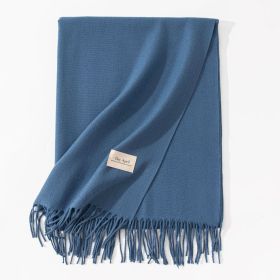 Pure Color Artificial Cashmere Scarf Women's Winter High-grade Shawl (Option: 57 Denim Blue-70x200cm)
