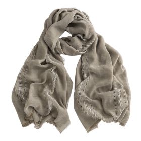 Herringbone Pattern Monochrome Artificial Cashmere Scarf Women's Simple Casual Style Tassel Warm Shawl (Option: FH235124 Gray)