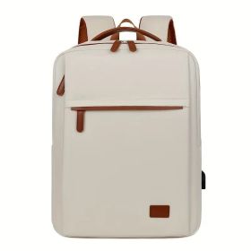 Backpack Oxford Cloth Business Computer Bag With Large Capacity, Strong And Wearable Student School Bag, Solid Color And Versatile Travel Backpack (Option: OffWhite)