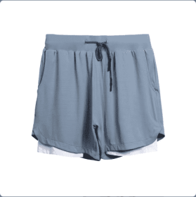 Gym Clothing Men Quick Dry 2 In 1 Gym Shorts Men Polyester Spandex Breathable Shorts Men Liner Running Fitness Shorts (Option: Gray blue-S)