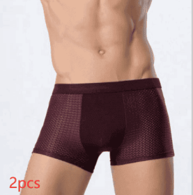 Ice silk men's underwear mesh boxer (Option: Red 2PCS-XXL)