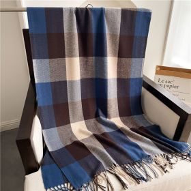 Thick Warm Outer Shawl Tassel South Korea Artificial Cashmere Scarf (Option: WT72 1 Blue Coffee-200x66CM With Tassels)