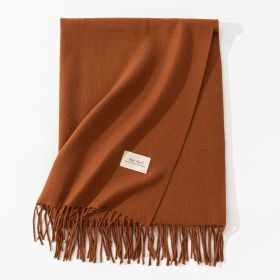 Pure Color Artificial Cashmere Scarf Women's Winter High-grade Shawl (Option: 28 Caramel-70x200cm)