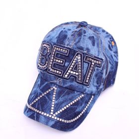 Korean Style Hat Fashion Hat New Women's Hat Baseball Cap Rhinestone Denim Wholesale (Color: Dark Blue)