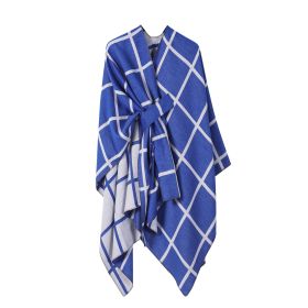 Women's Fashion Gingham Check Warm Scarf (Option: Sapphire Blue)