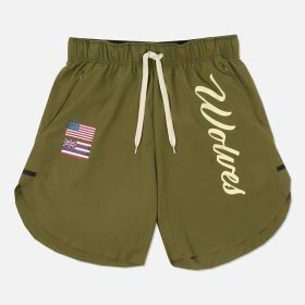Casual Running Breathable Wicking Speed Bar Tide Men's Shorts (Option: Army green-2XL)