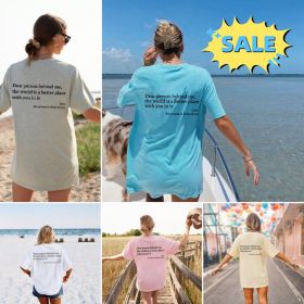 New Fashion Womens Letter T-Shirt Round Neck Short Sleeve Slogan Tee Top (Option: White-4XL)