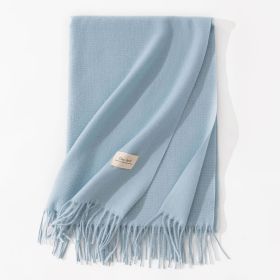 Pure Color Artificial Cashmere Scarf Women's Winter High-grade Shawl (Option: 21 Light Blue-70x200cm)