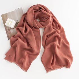 Herringbone Pattern Monochrome Artificial Cashmere Scarf Women's Simple Casual Style Tassel Warm Shawl (Option: FH2351411 Meat Orange)