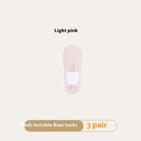 Women's Summer Thin Breathable Traceless Invisible Socks (Option: Pink-White Paper Card Packaging-3pairs)