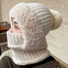 Multifunctional Hat Scarf One-piece Hat Neck Protection Bandana Warm (Color: Beige)