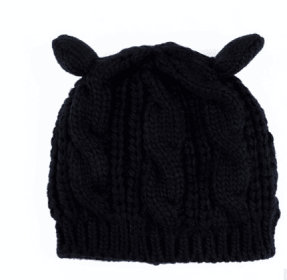 Autumn Winter Cat Ear Knit Beanie (Color: Black)