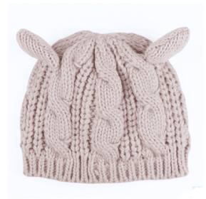 Autumn Winter Cat Ear Knit Beanie (Color: Beige)