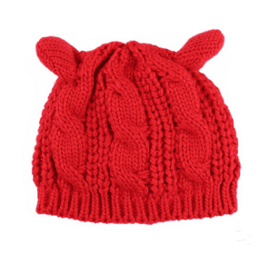 Autumn Winter Cat Ear Knit Beanie (Color: Red)