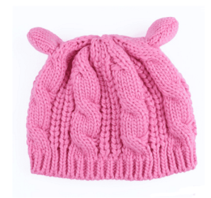 Autumn Winter Cat Ear Knit Beanie (Color: Pink)