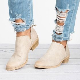 Autumn Women Shoes Retro High Heel Ankle Boots (Option: Beige-42)